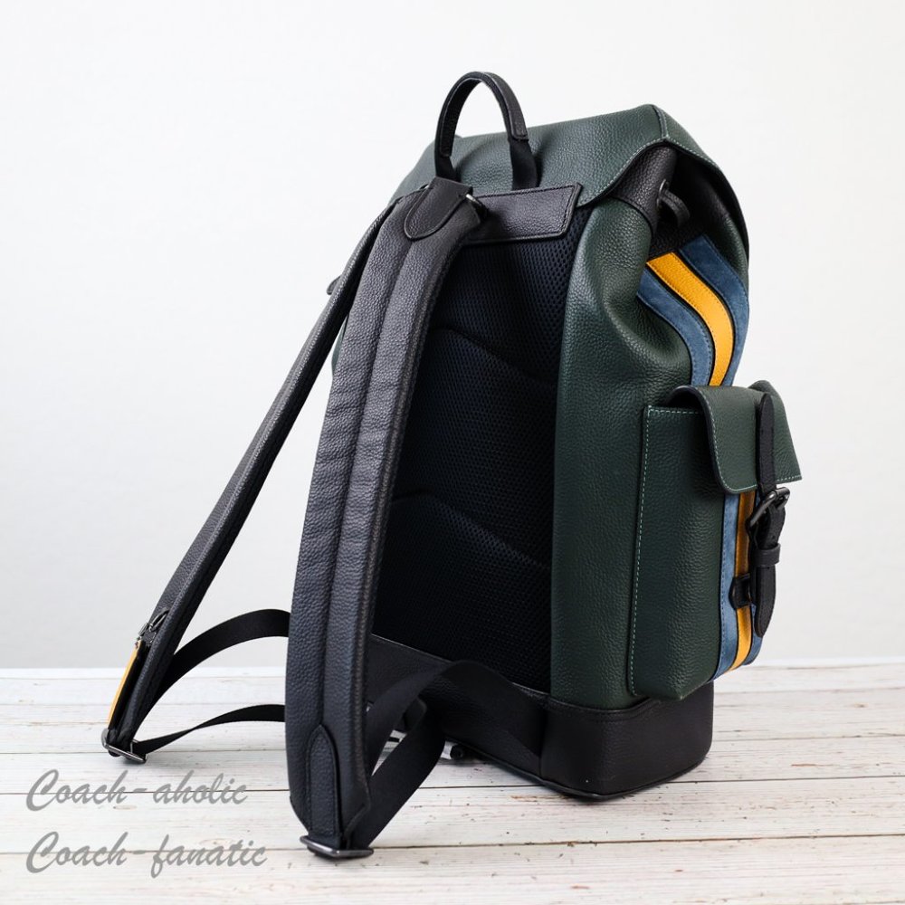 NWT Coach CB903 Hudson Backpack With Varsity Stripe in Amazon Green/Denim Multi - Picture 8 of 12